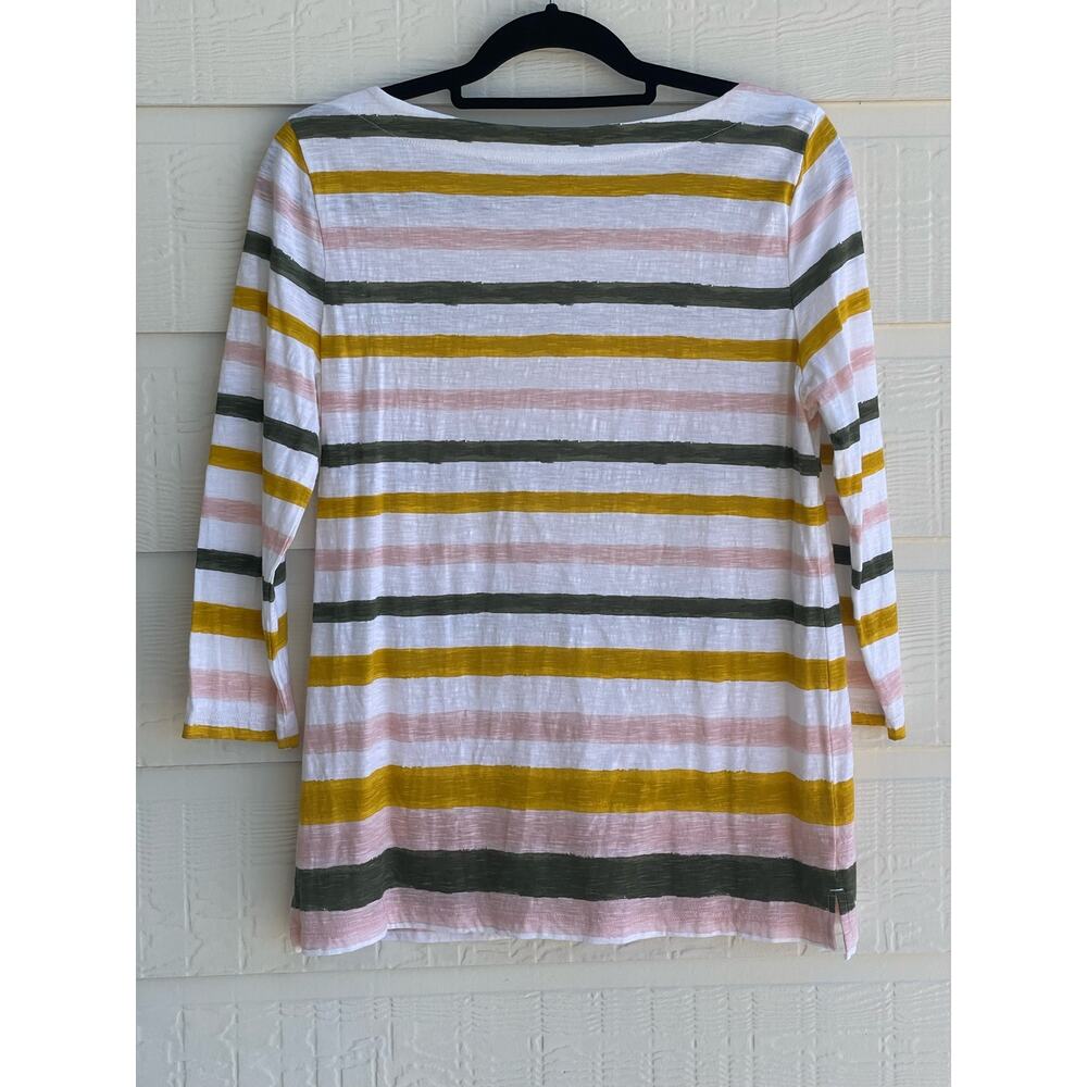 LOFT Outlet 3/4 length sleeve striped tee Medium M 100% Cotton - Picture 2 of 7